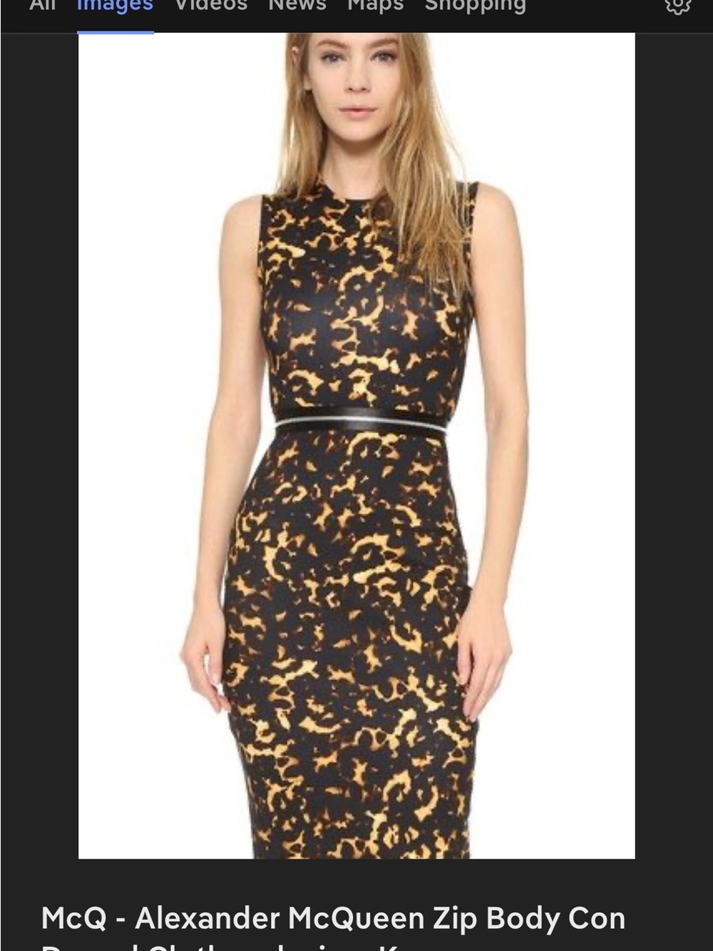 McQ by Alexander McQueen Black & Gold Abstract Midi Sheath Dress